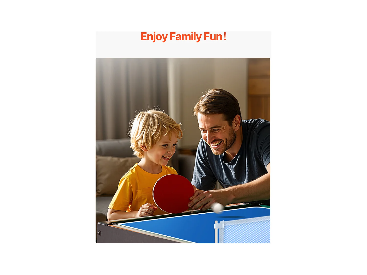 Table de Air Hockey, SucceBuy Table de Jeu Combinée 4 en 1 122 cm, Air Hockey, Baby-foot, Ping-pong, Billard