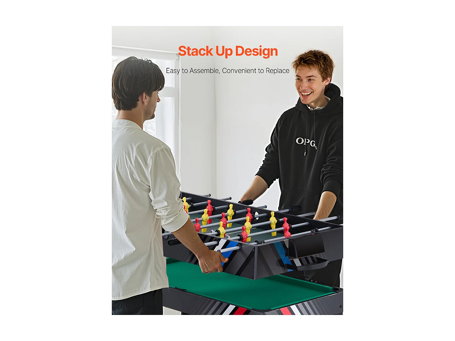 Table de Air Hockey, SucceBuy Table de Jeu Combinée 4 en 1 122 cm, Air Hockey, Baby-foot, Ping-pong, Billard