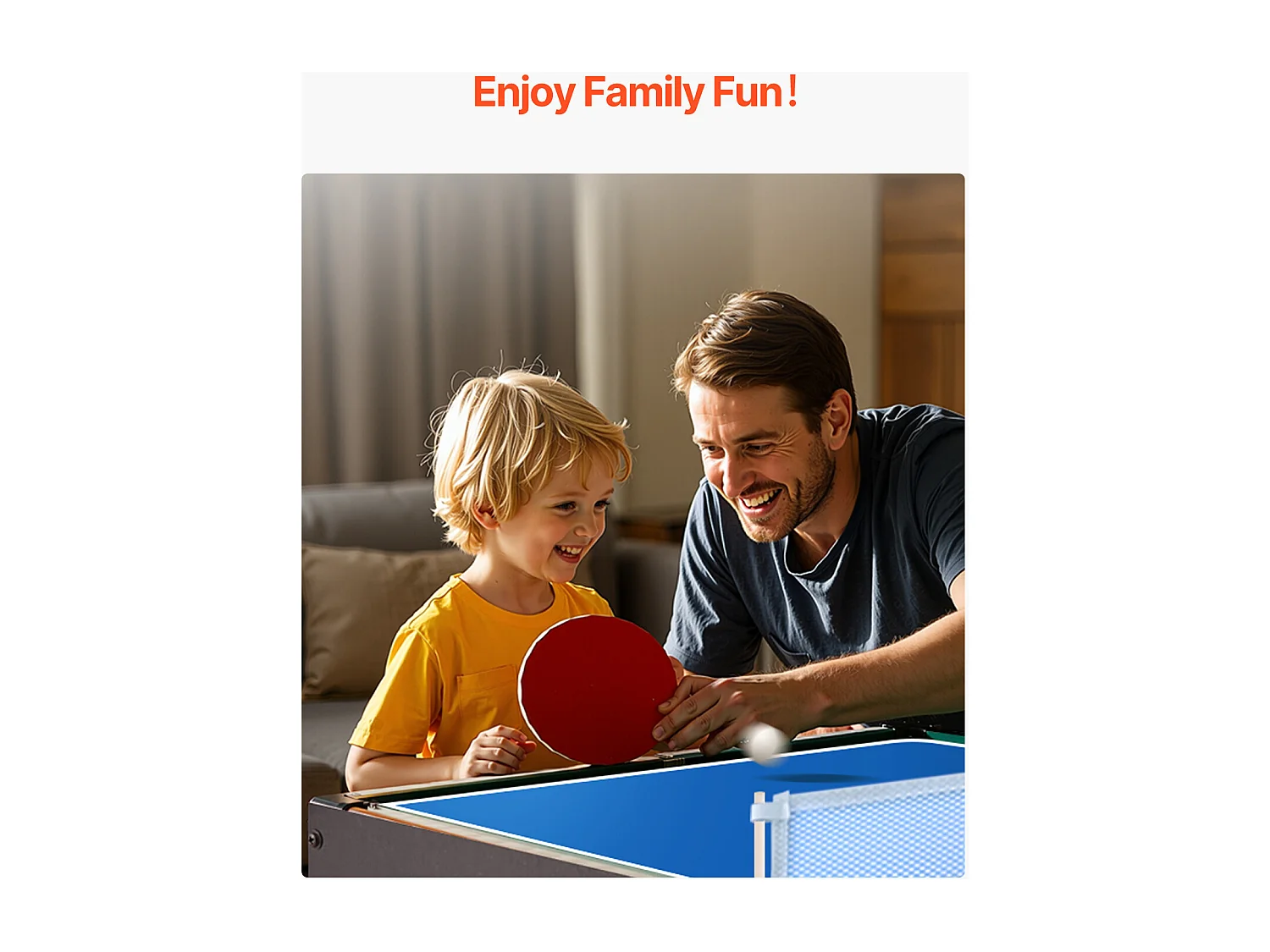 Table de Air Hockey, SucceBuy Table de Jeu Combinée 4 en 1 122 cm, Air Hockey, Baby-foot, Ping-pong, Billard