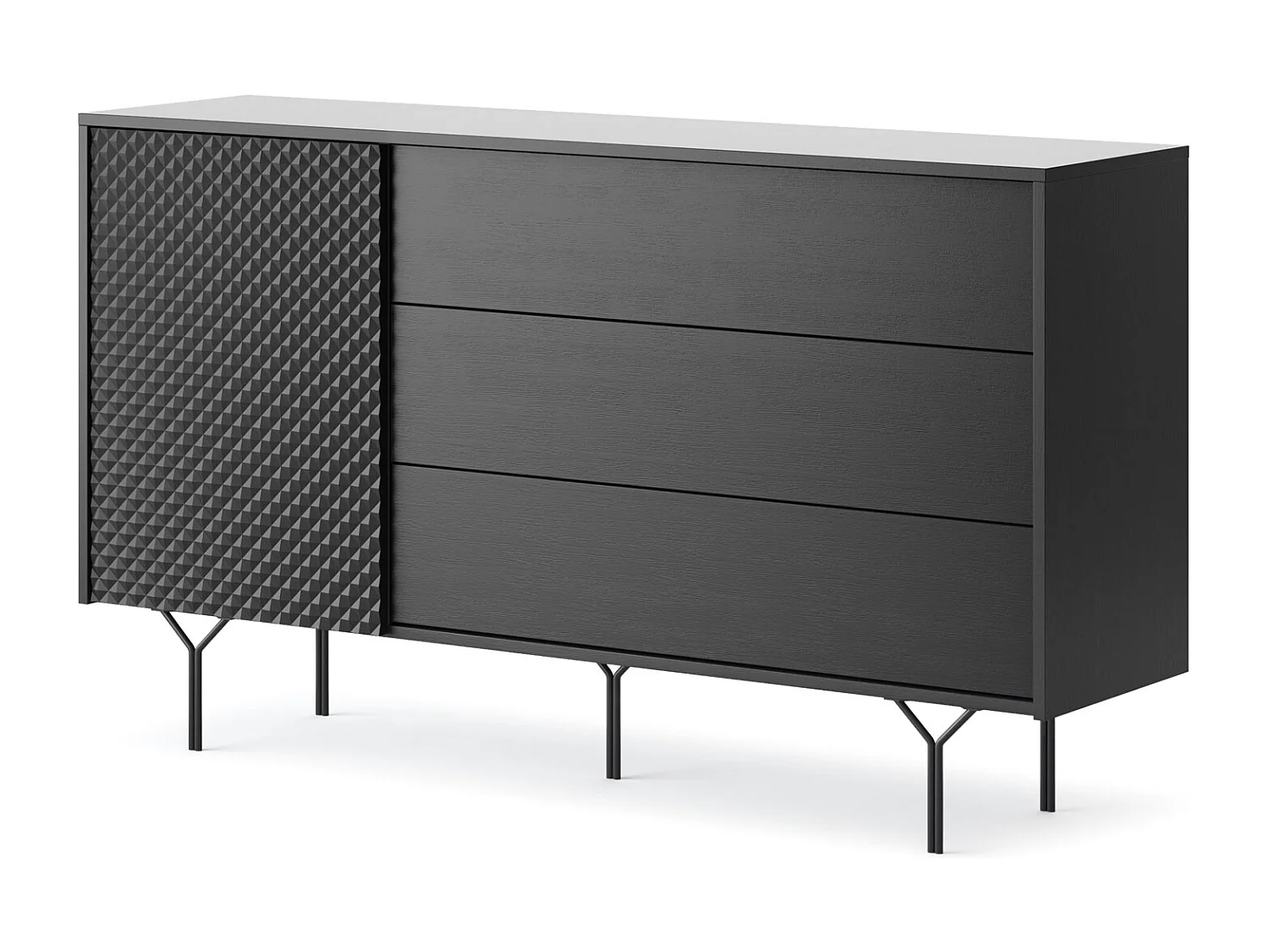 KOMMODE Raven schwarz 144 / 38 / 83cm