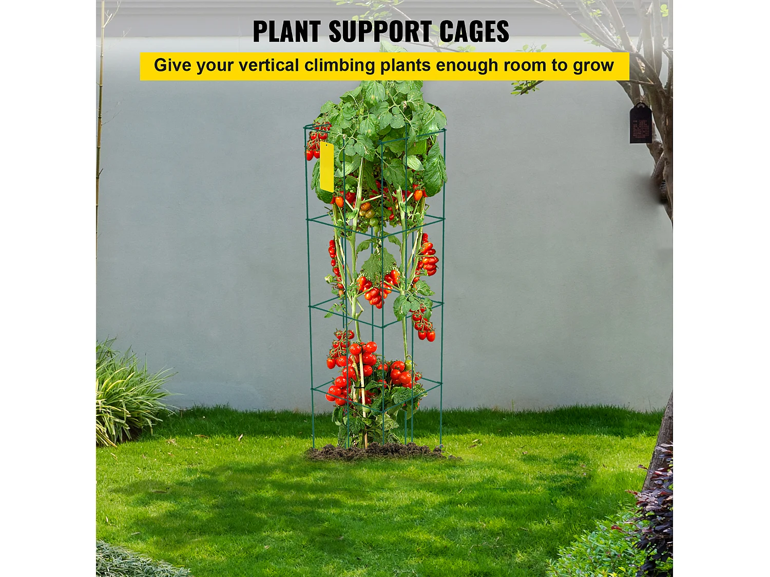 Cages à Tomates SucceBuy Lot de 10 Cages à Tomates, Support Carré en Acier de 116cm pour Plantes de Jardin, Vert