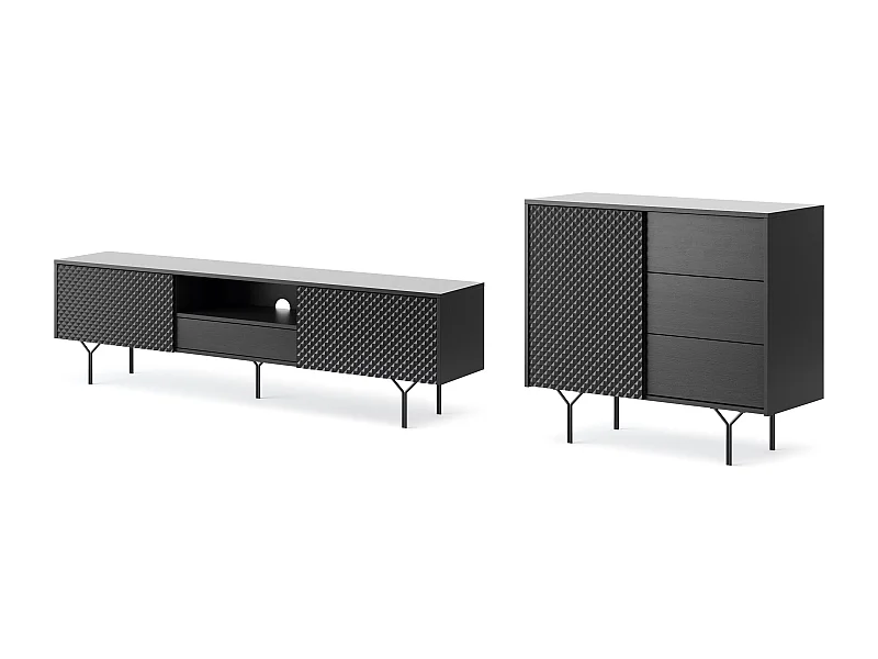 WOHNZIMMER-SET Raven schwarz 2-teilig