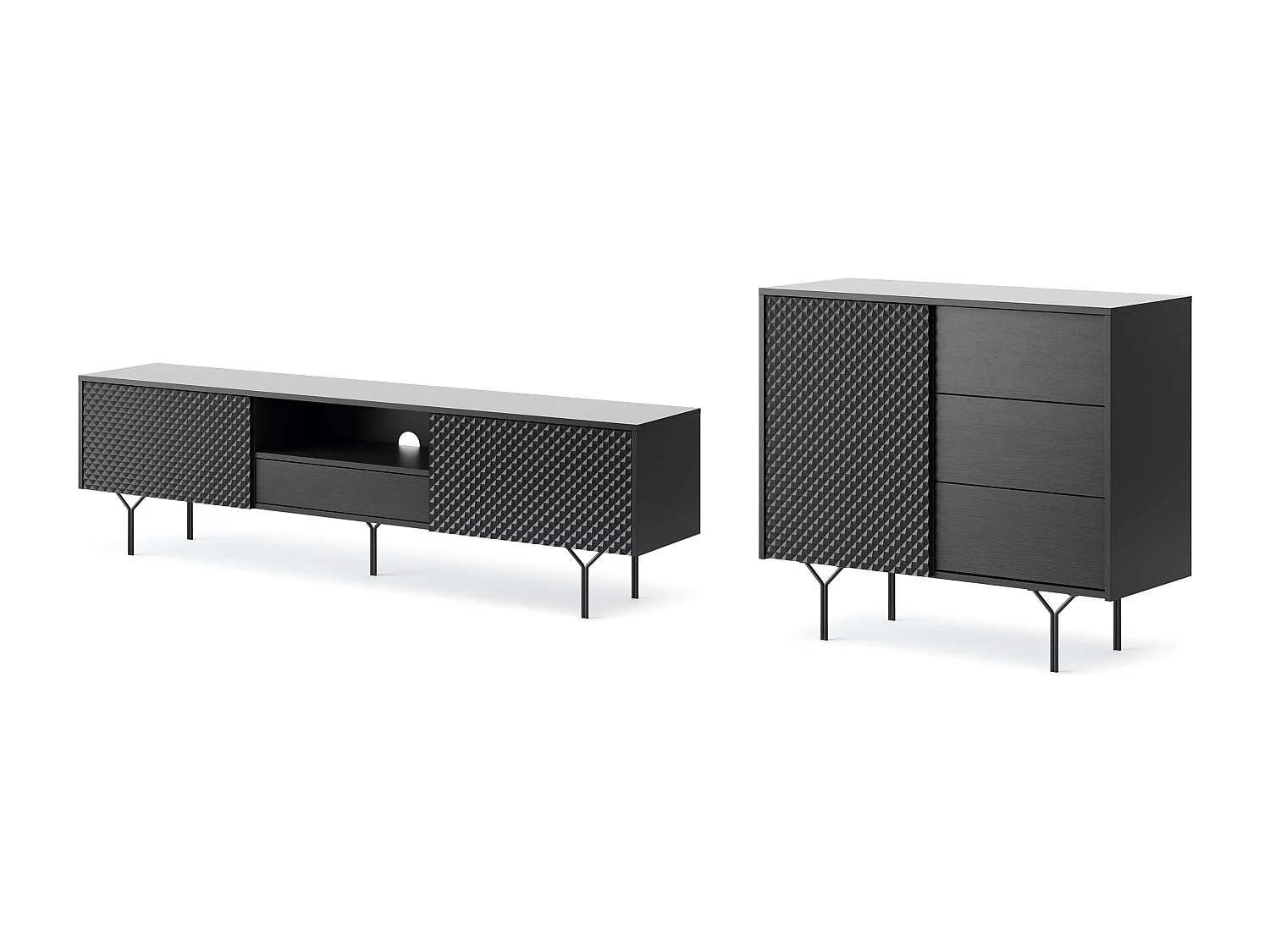 WOHNZIMMER-SET Raven schwarz 2-teilig