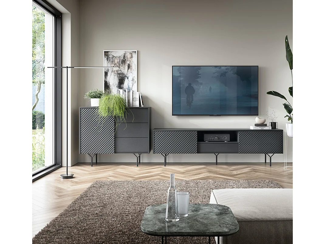 WOHNZIMMER-SET Raven schwarz 2-teilig