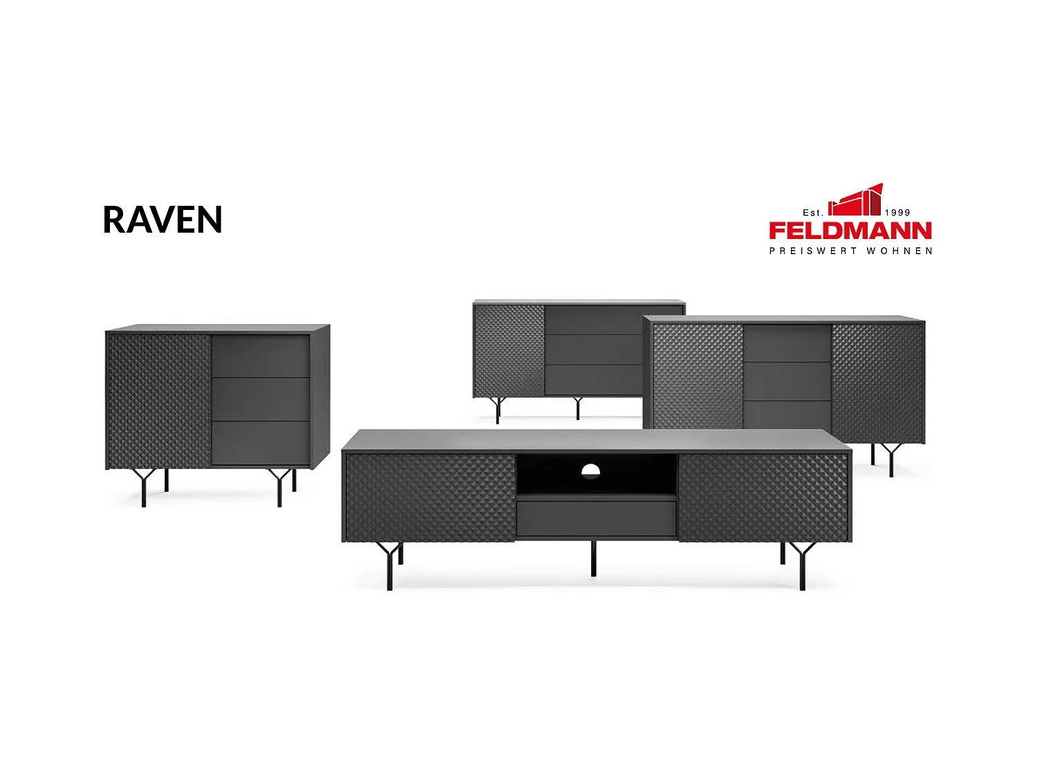 LOWBOARD Raven schwarz 180 / 38 / 51 cm