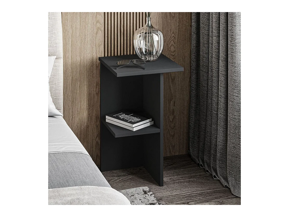 Table de chevet carrée avec étagère H60 cm - LERAY