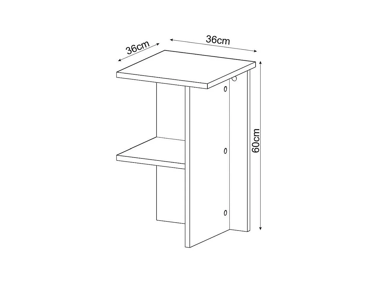 Table de chevet carrée avec étagère H60 cm - LERAY