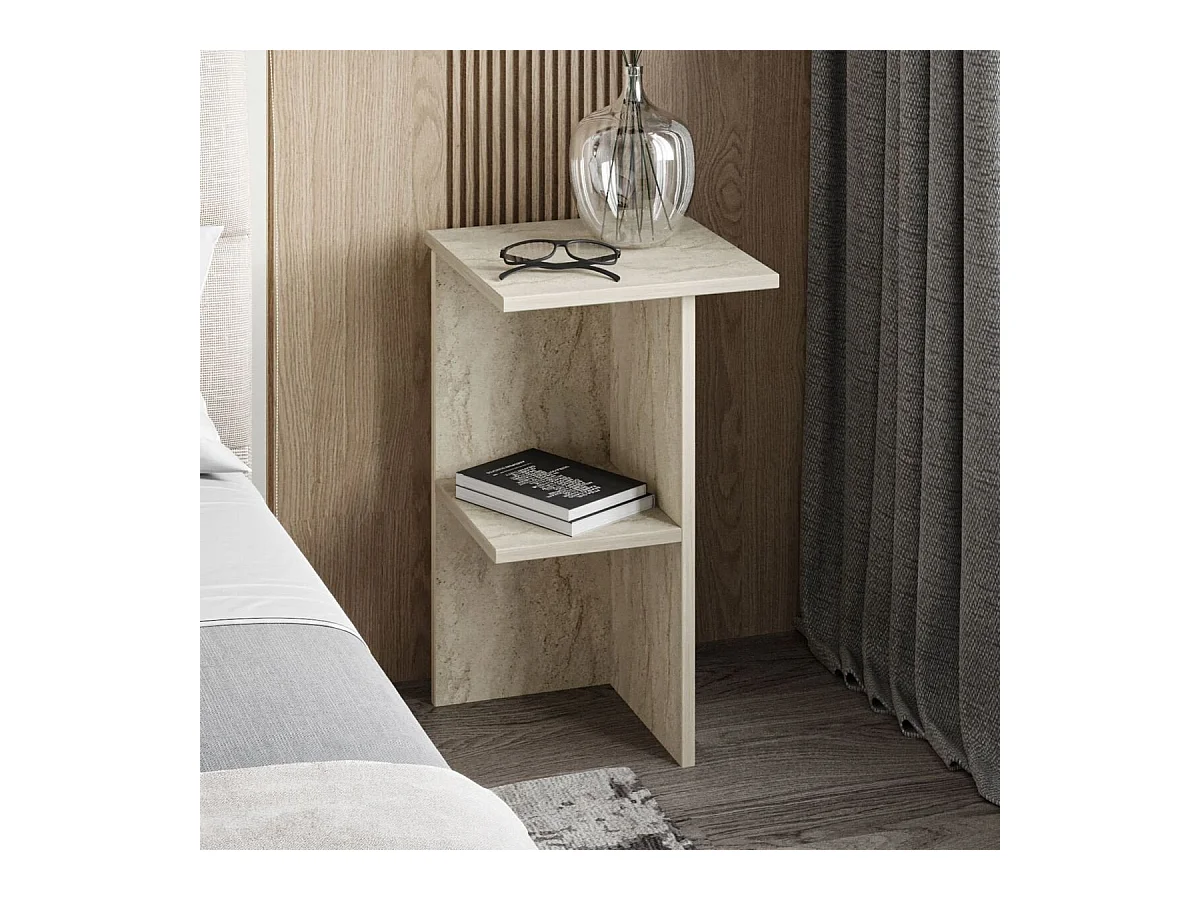 Mesita de noche cuadrada con estante H60 cm - LERAY