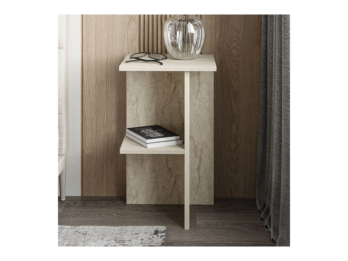 Mesita de noche cuadrada con estante H60 cm - LERAY