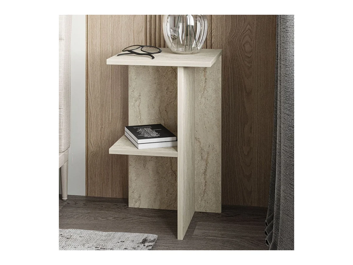 Mesita de noche cuadrada con estante H60 cm - LERAY