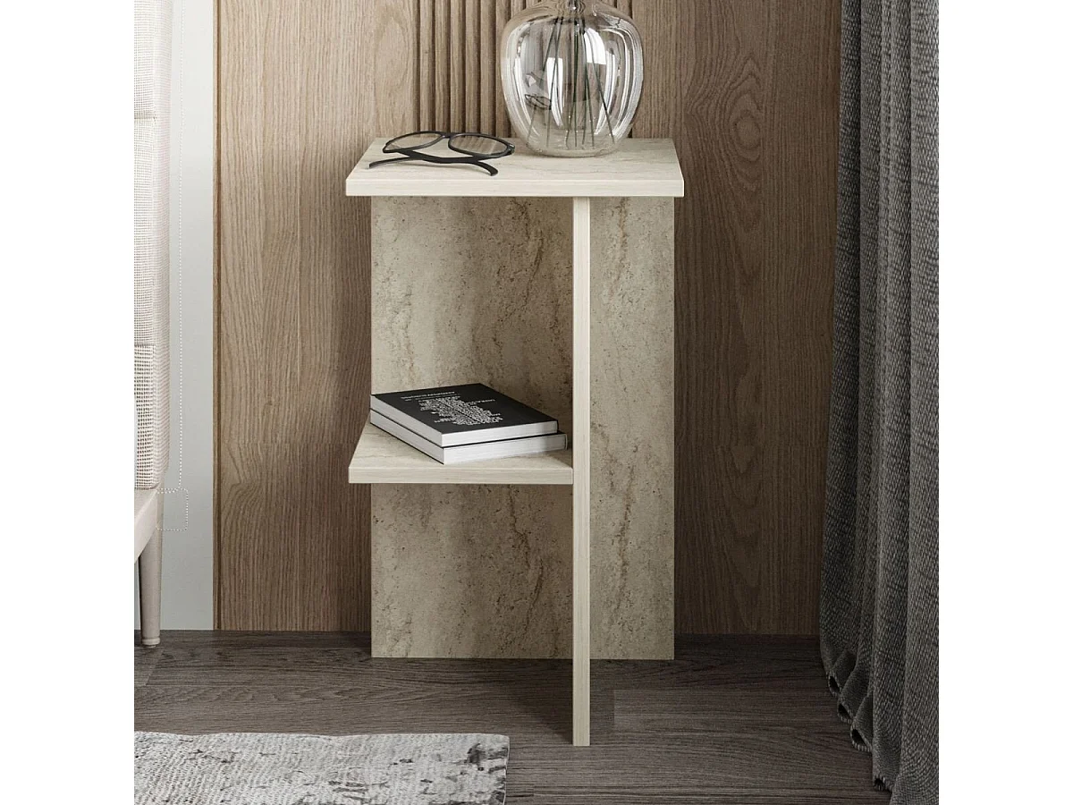 Mesa de cabeceira quadrada com prateleira H60 cm - LERAY