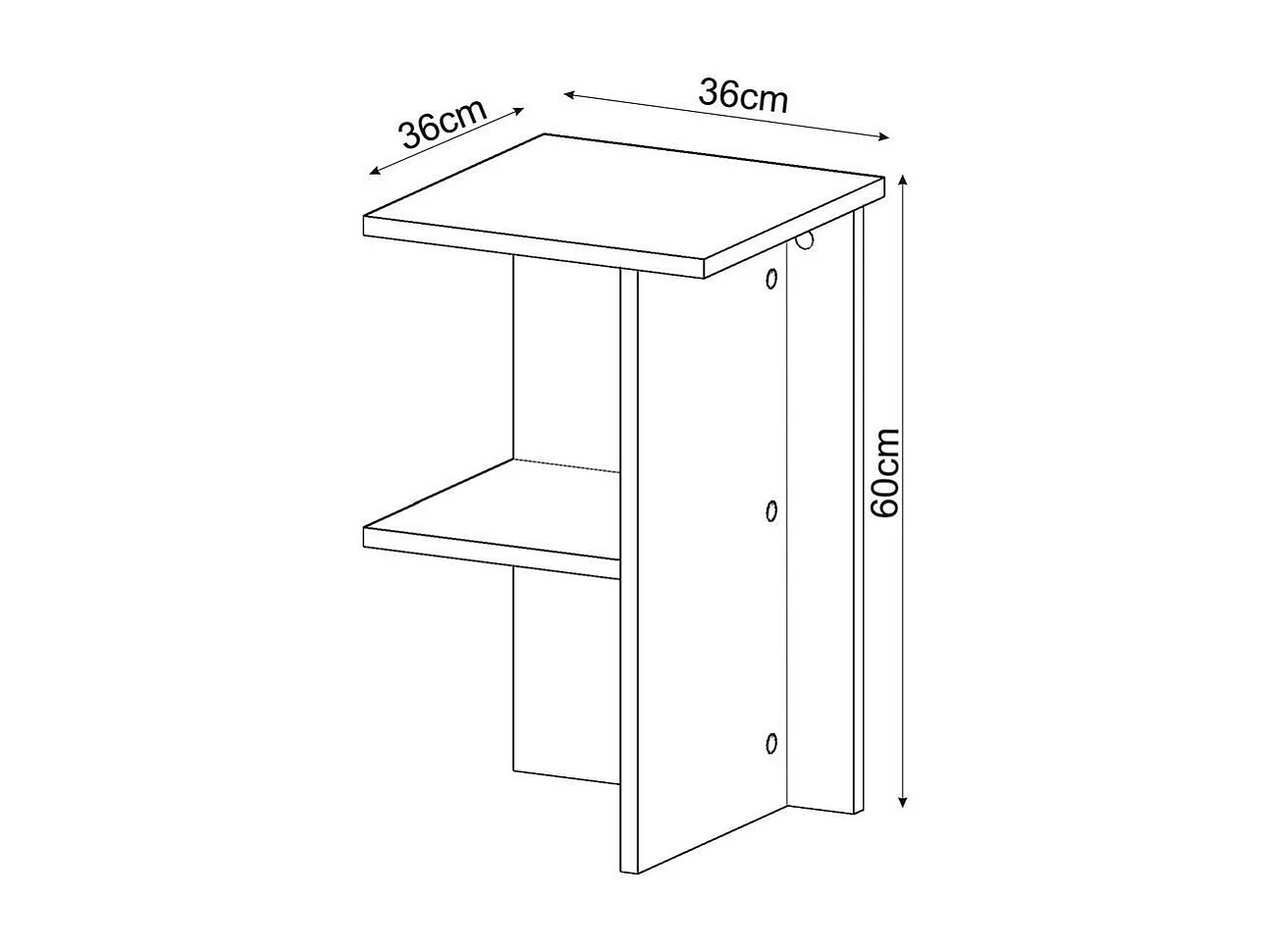 Mesa de cabeceira quadrada com prateleira H60 cm - LERAY