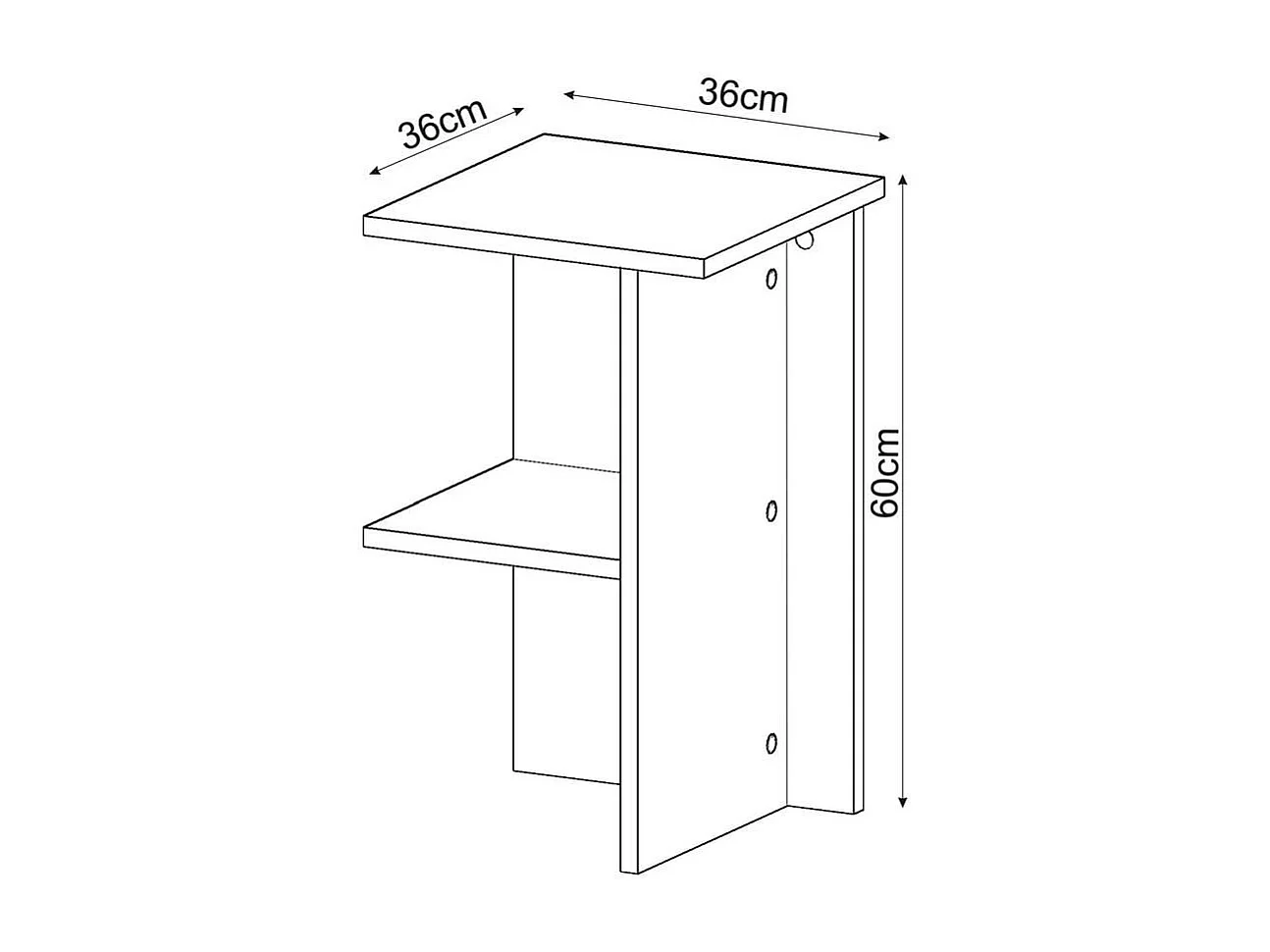 Mesa de cabeceira quadrada com prateleira H60 cm - LERAY