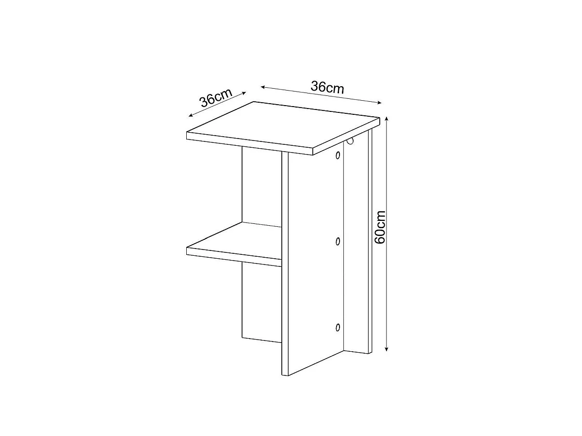 Table de chevet carrée avec étagère H60 cm - LERAY
