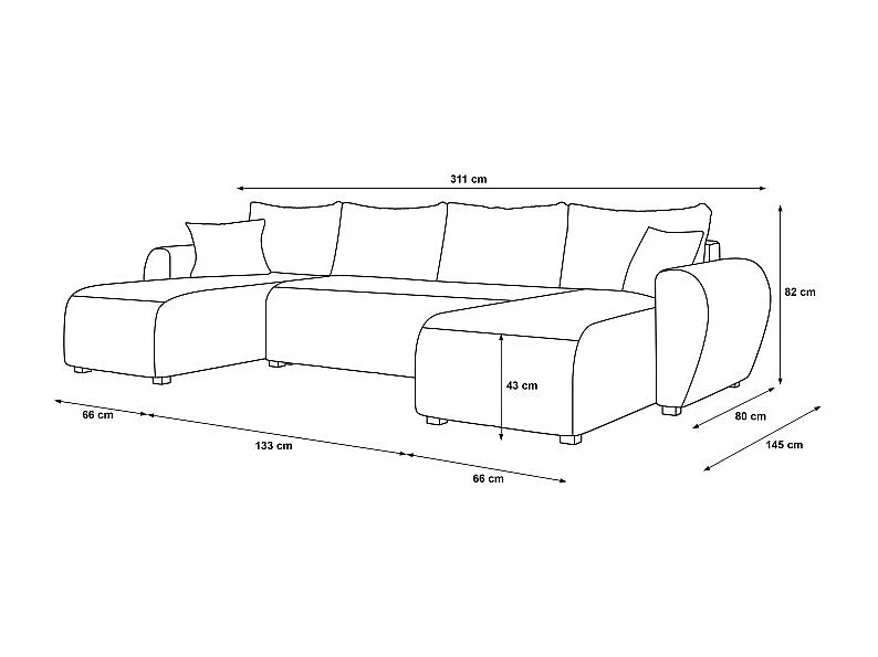 Canapé d’angle panoramique MOLIA en U
