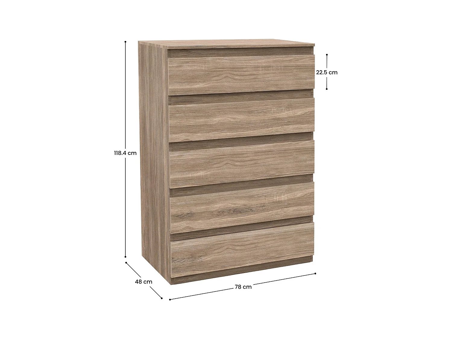 Commode 5 tiroirs SpaceQub 78x48x118.4cm 7house