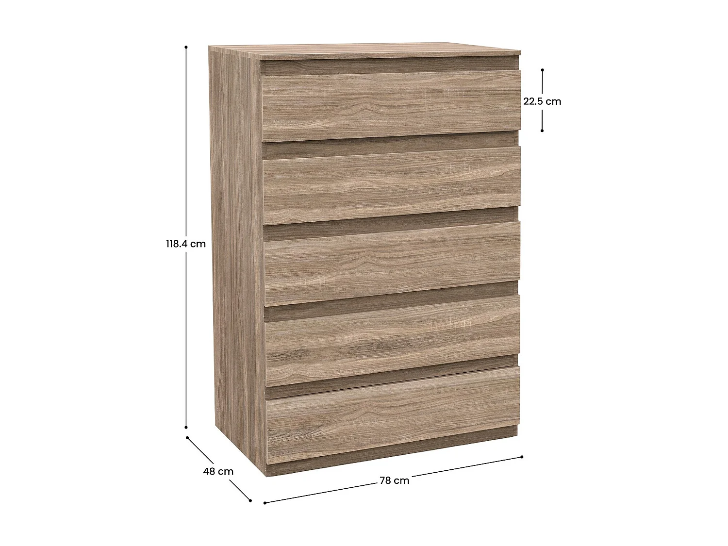 Cómoda de 5 Cajones SpaceQub 78x48x118.4cm 7house