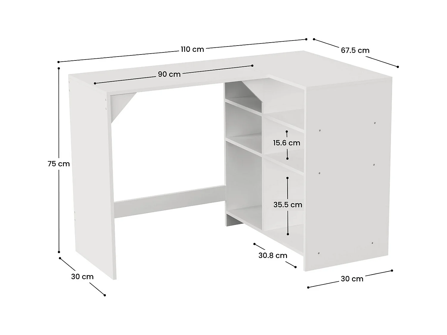 Scrivania ad angolo reversibile SpaceQub 110x67,5x75cm 7house