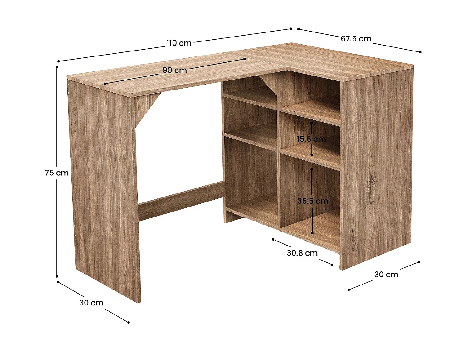 SpaceQub Bureau d'angle réversible SpaceQub 110x67.5x75cm 7house