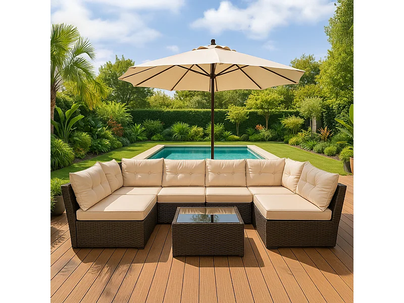 Set da giardino modulare 6 posti in rattan marrone NACULA