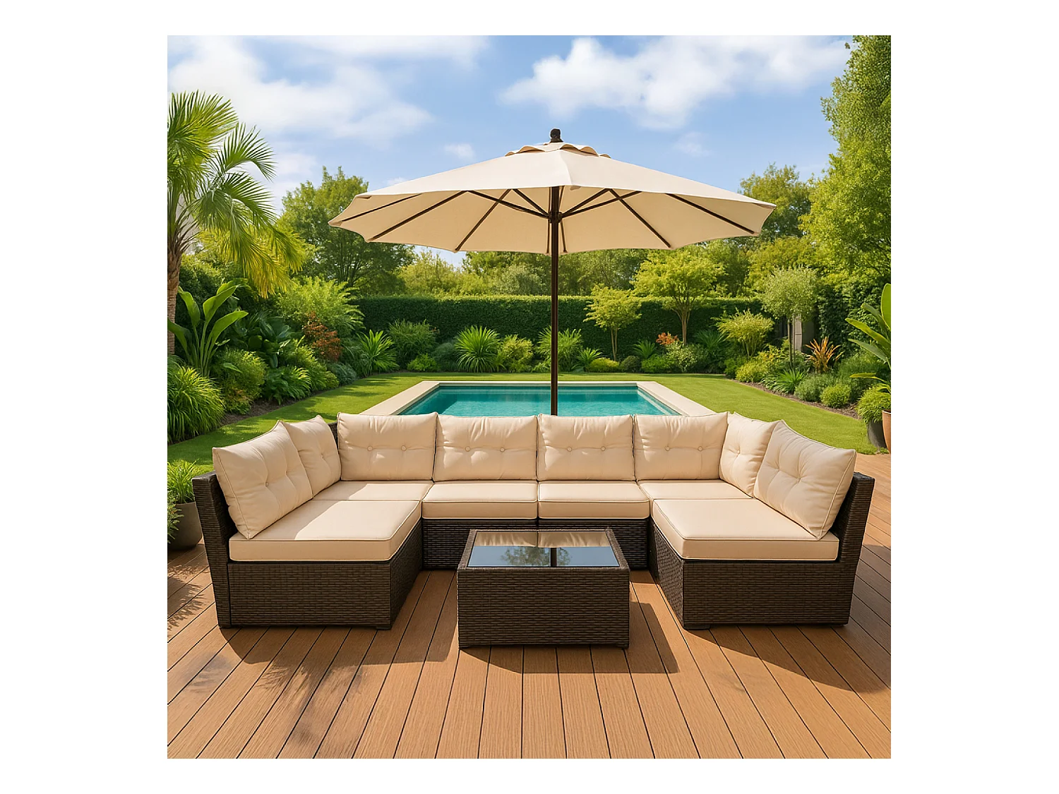 Set da giardino modulare 6 posti in rattan marrone NACULA