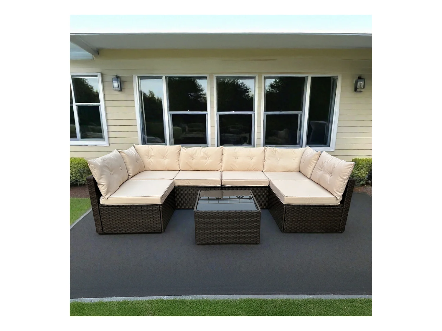 Set da giardino modulare 6 posti in rattan marrone NACULA