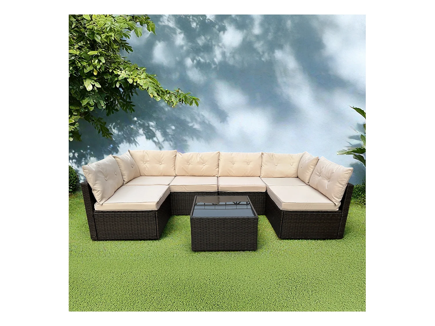 Set da giardino modulare 6 posti in rattan marrone NACULA