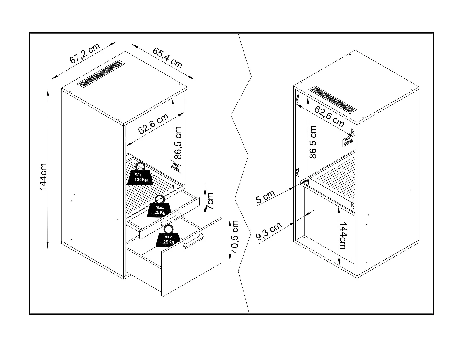 Meuble armoire pour machine à laver T-BATH 67,2x144cm chêne