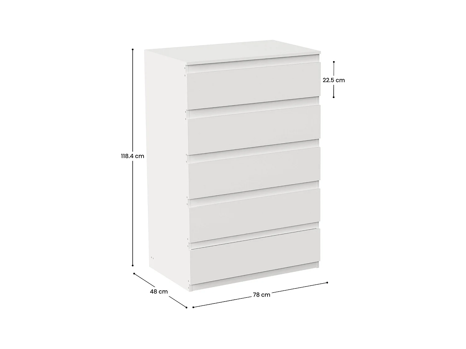 Commode 5 tiroirs SpaceQub 78x48x118.4cm 7house