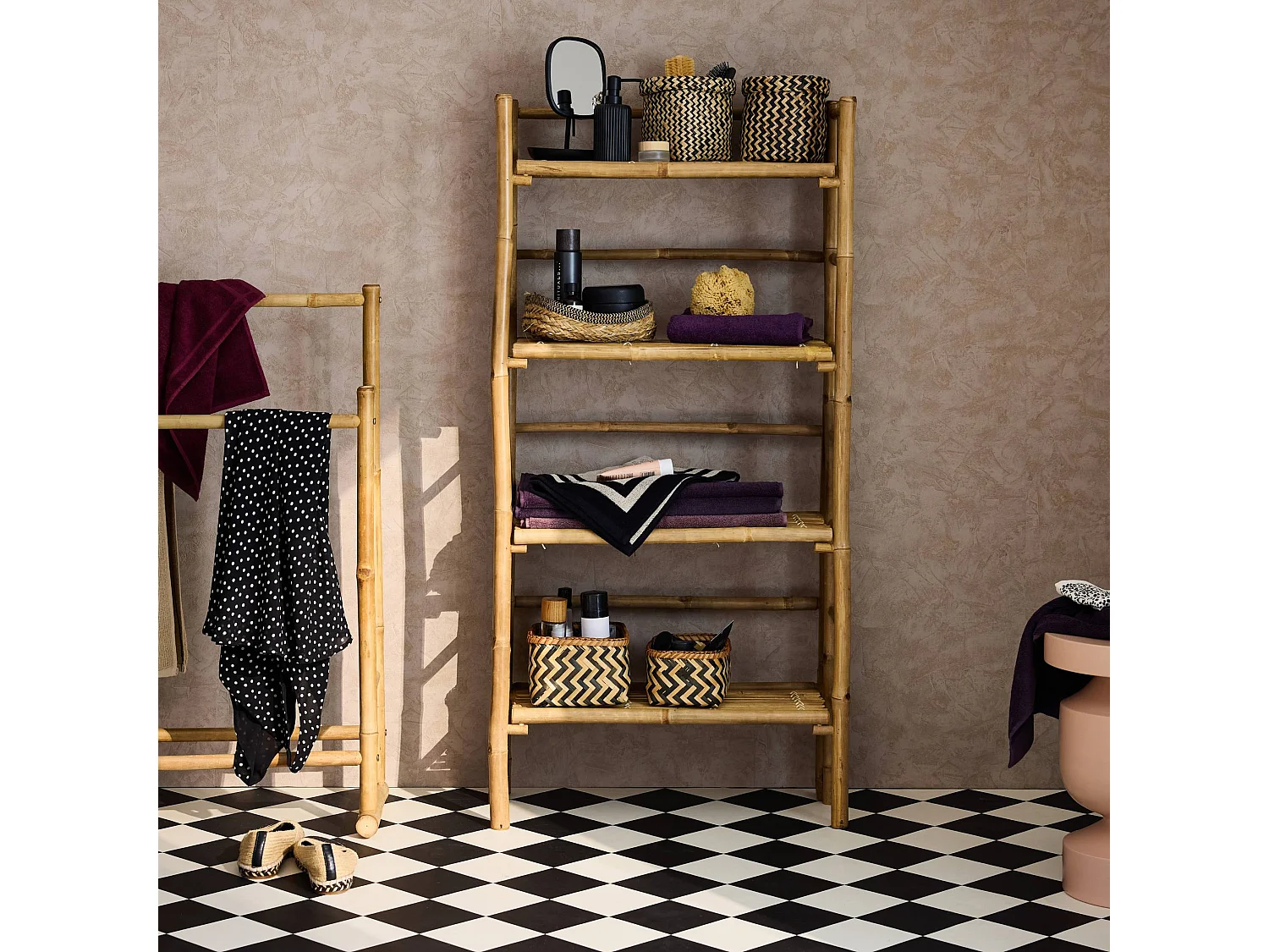 Scaffale in bambù a 4 livelli, marrone naturale