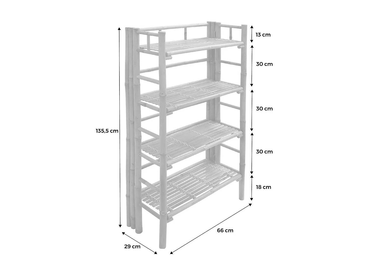 Scaffale in bambù a 4 livelli, marrone naturale