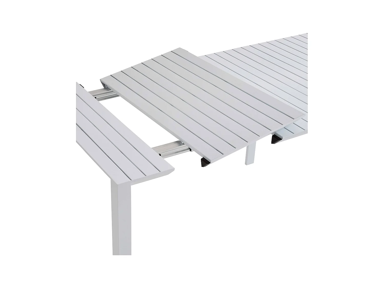 Table de jardin extensible aluminium 52 à 260cm et 10 chaises blanche