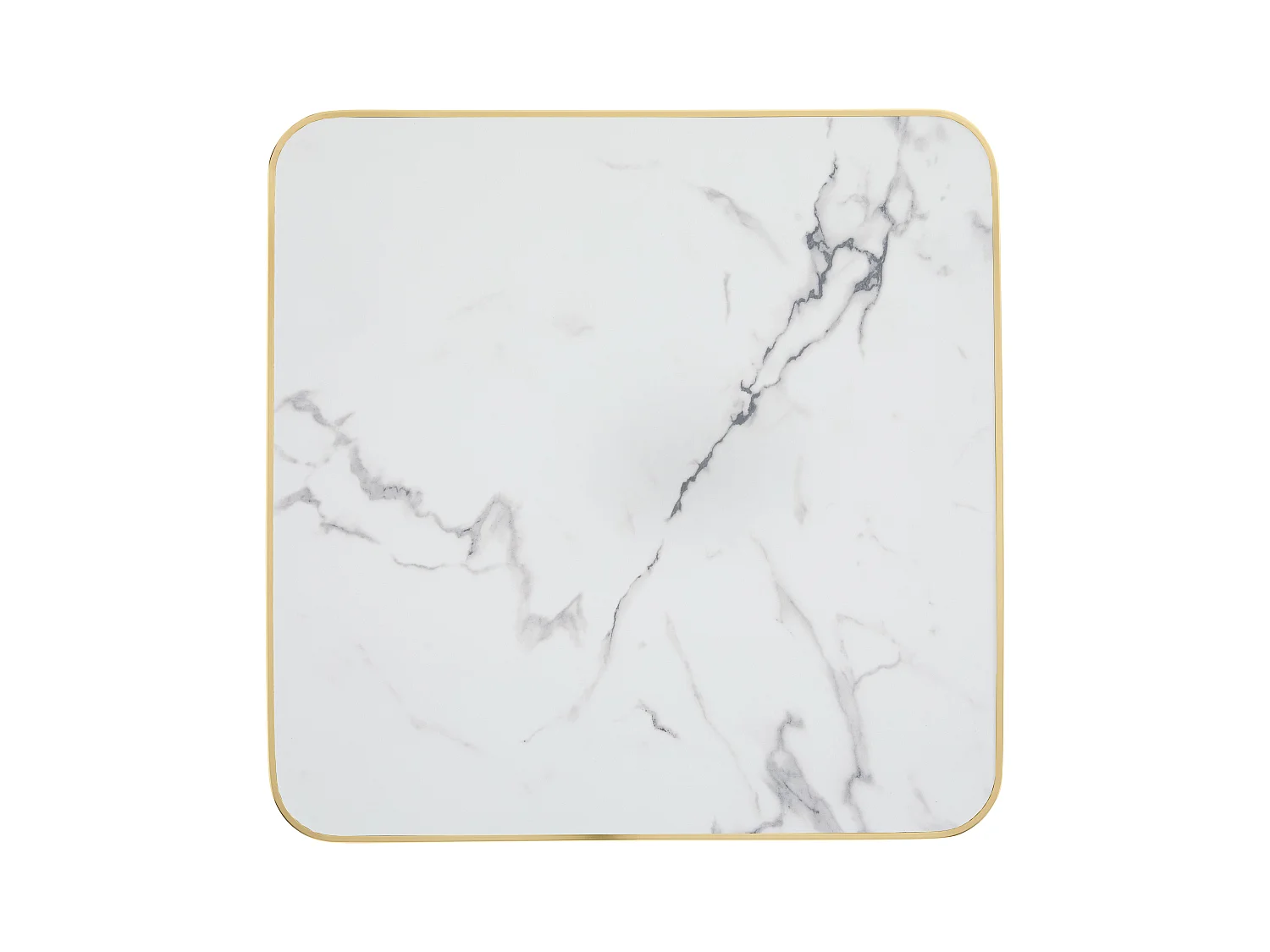 Table carrée 60 cm inclinable plateau marbre blanc/doré et pied noir