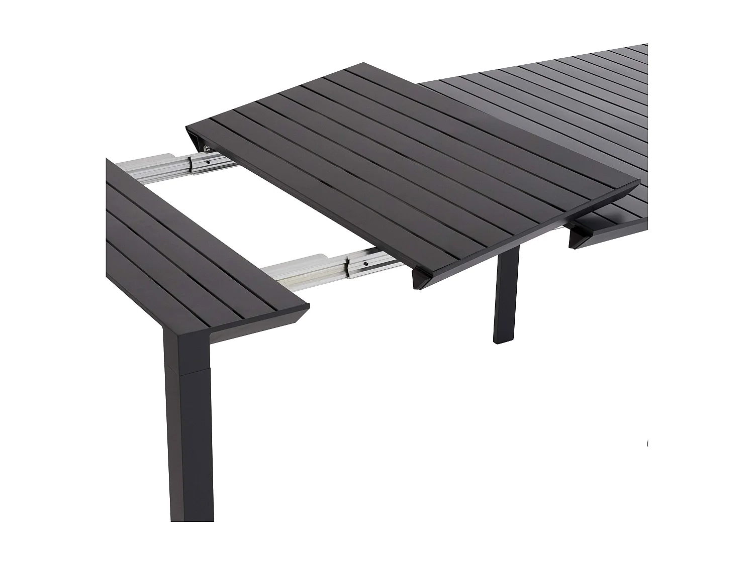 Table de jardin extensible aluminium 52 à 260 cm et 10 chaises gris