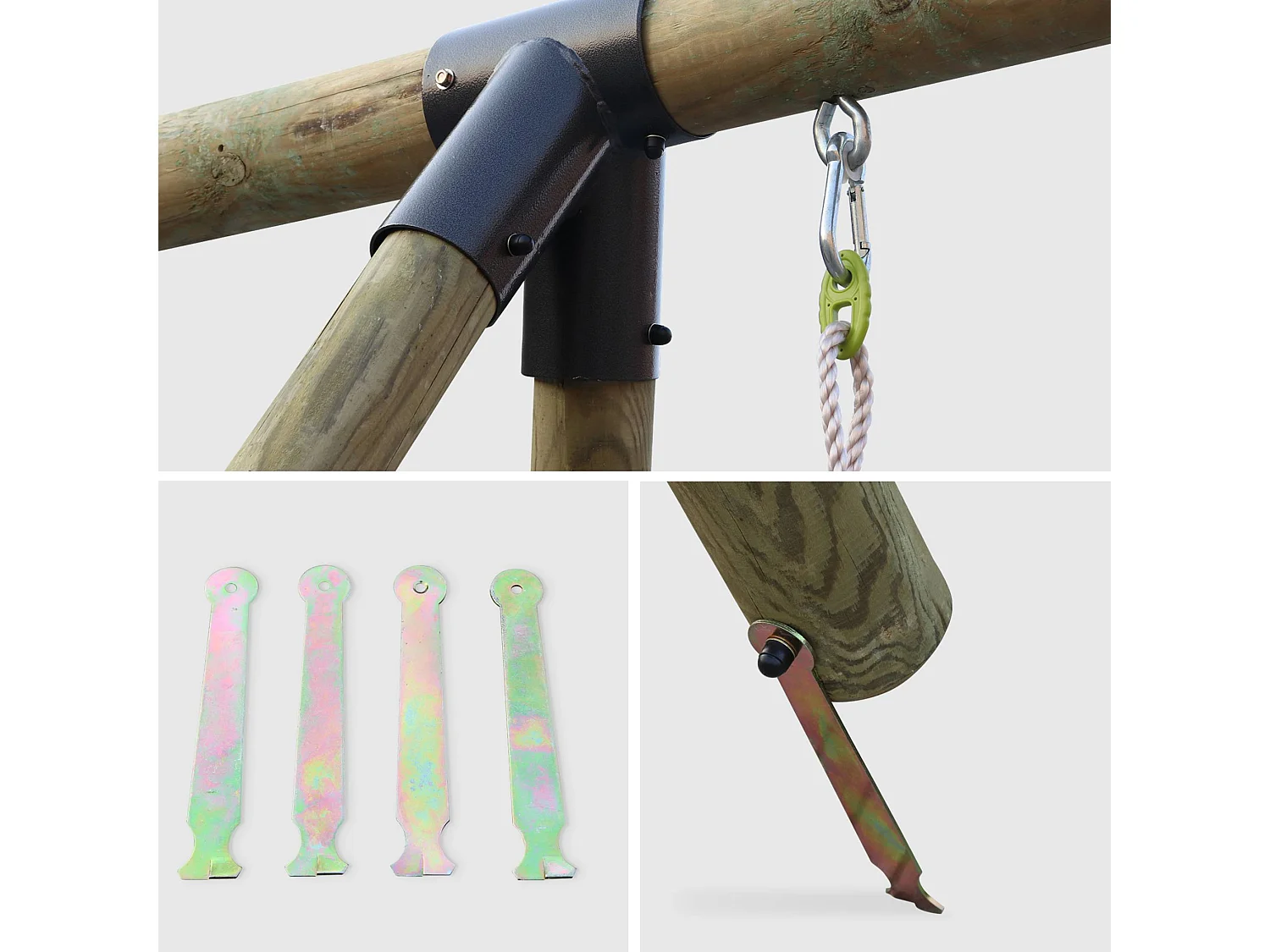 Area giochi altalene, scala di corda, verde