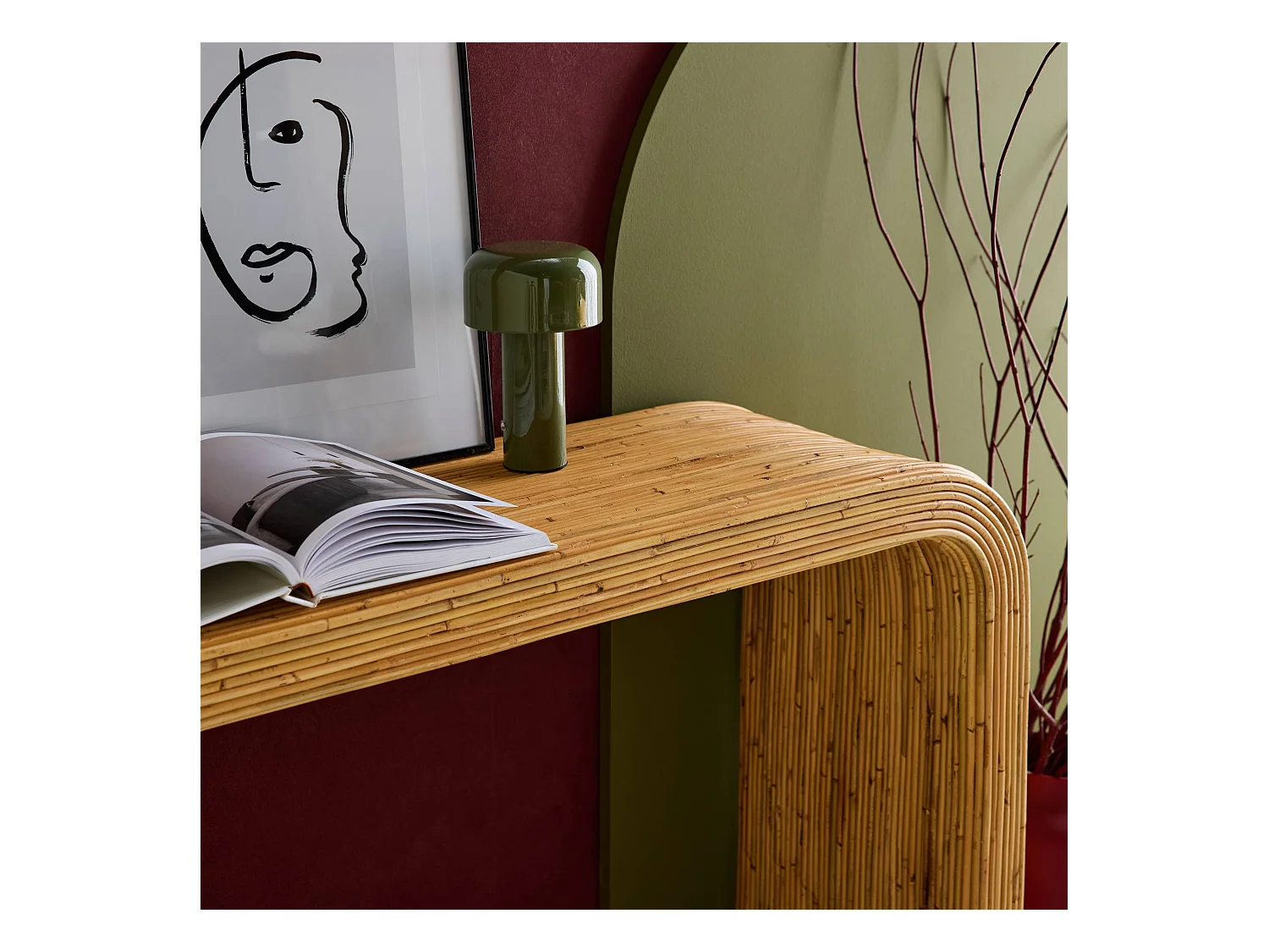 Consola de ratán natural, 110cm natural