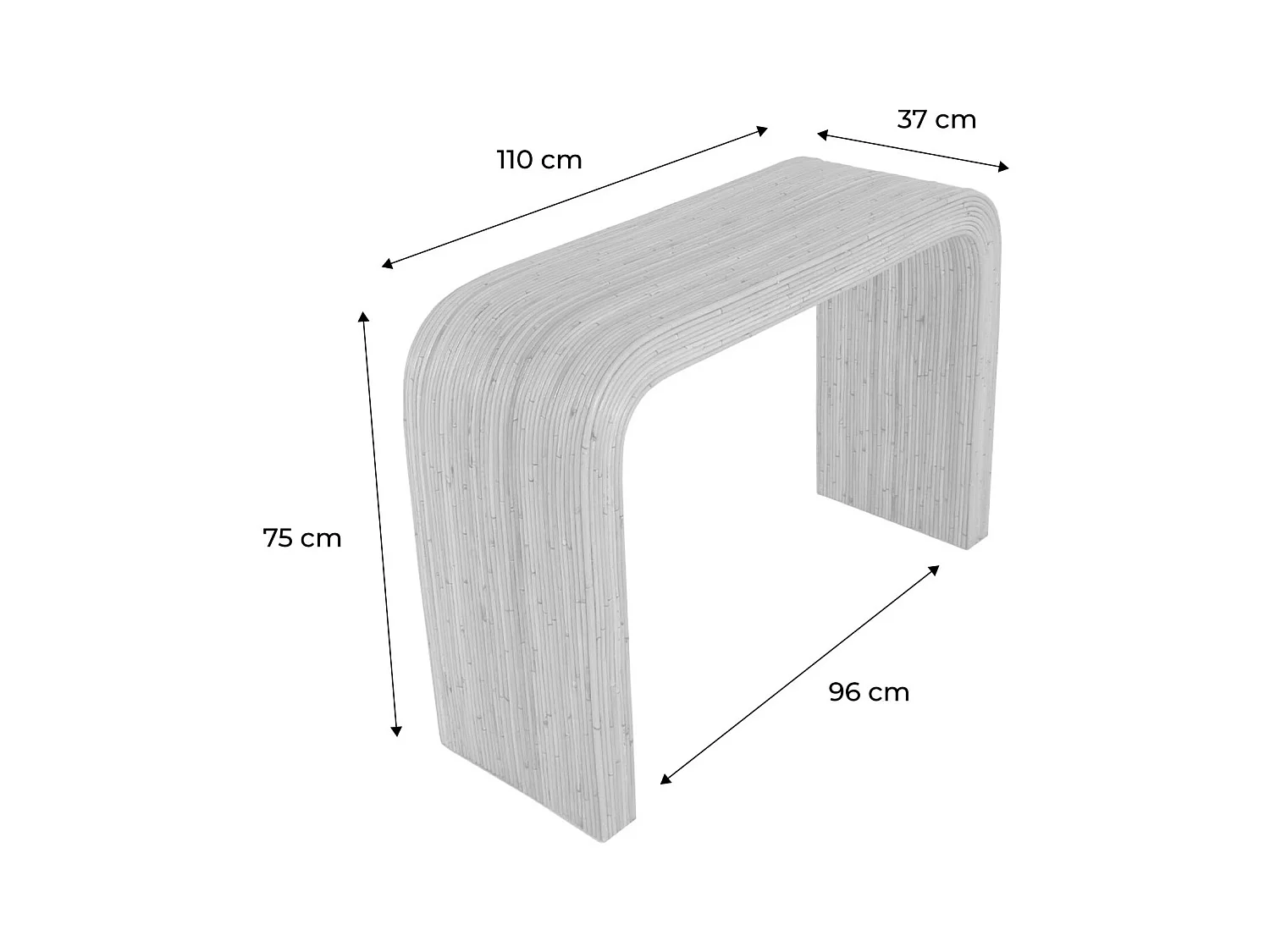 Consola de ratán natural, 110cm natural