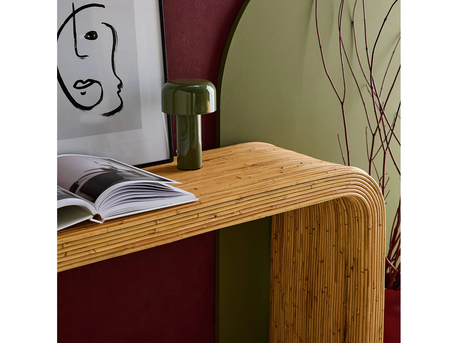 Consola de ratán natural, 110cm natural