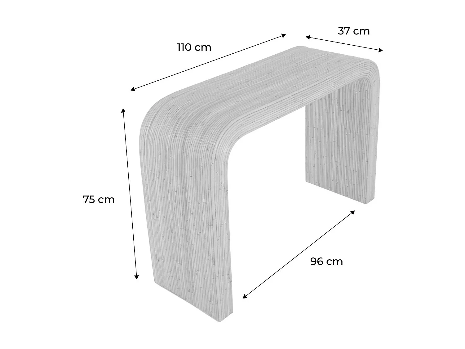 Consola de ratán natural, 110cm natural