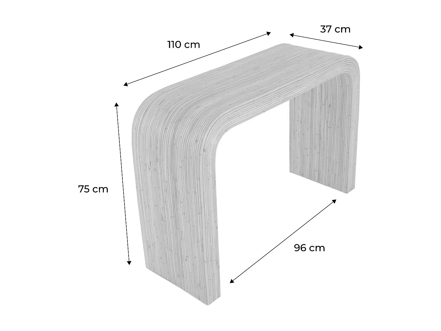 Consola de ratán natural, 110cm natural