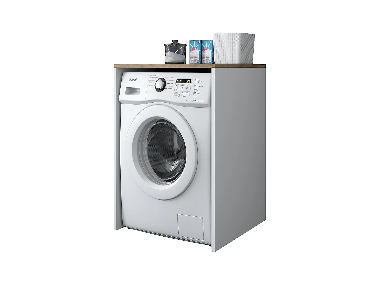 Etagère pour machine à laver décor blanc et noyer H91,8 cm - JUNE