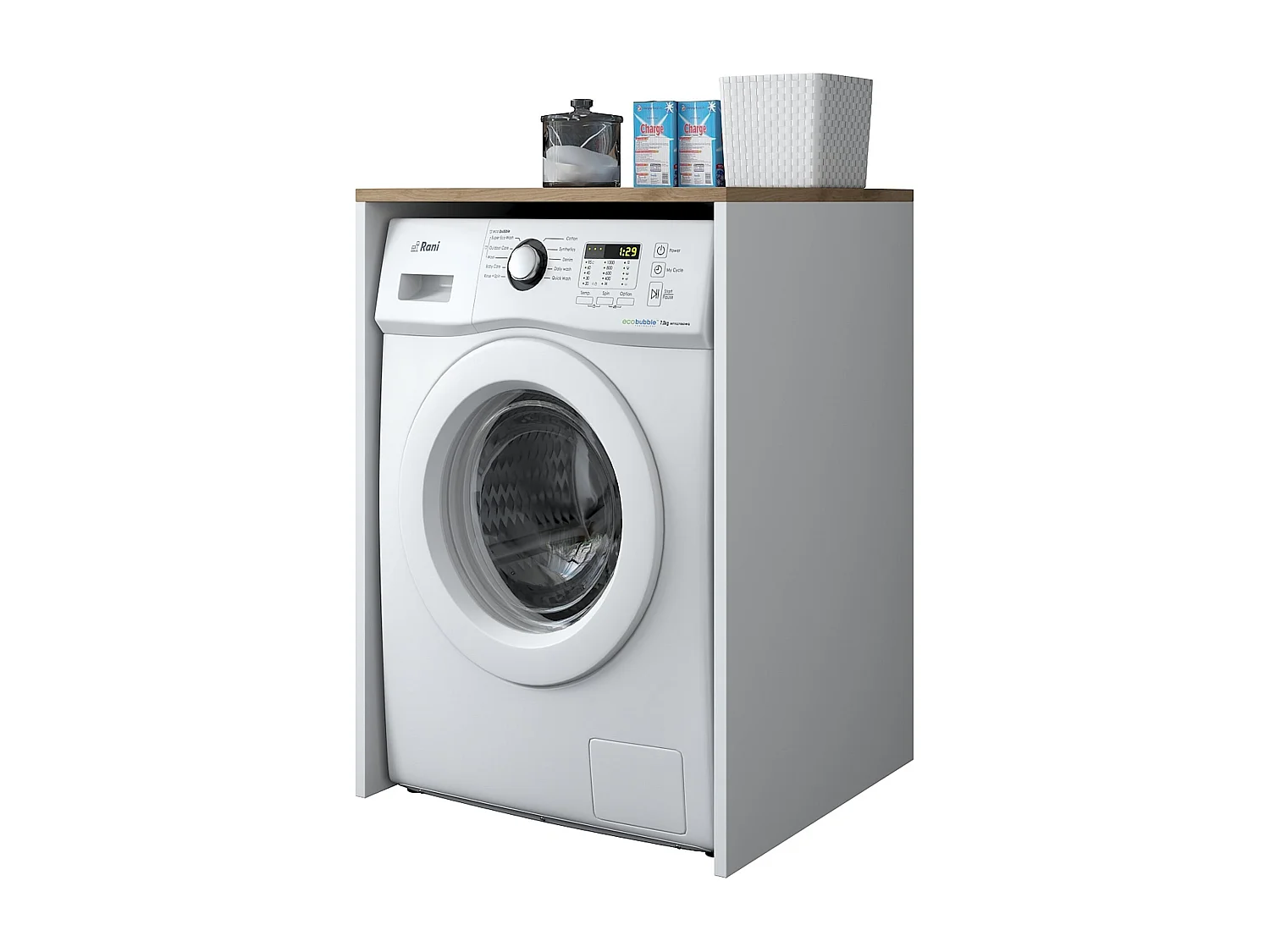 Scaffale per lavatrice finitura bianco e noce H91,8 cm - JUNE