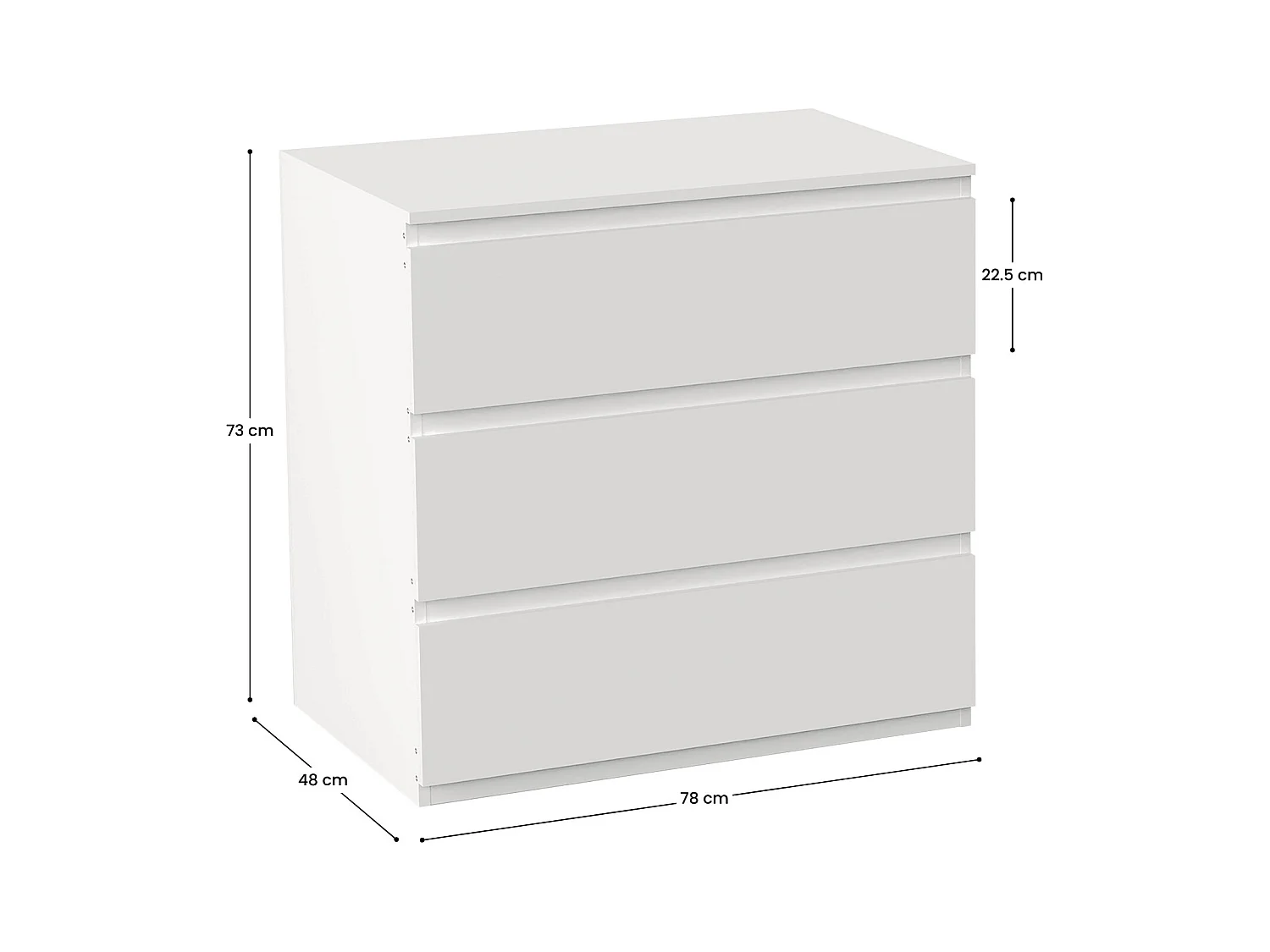 Commode 3 tiroirs SpaceQub 78x48x73cm 7house