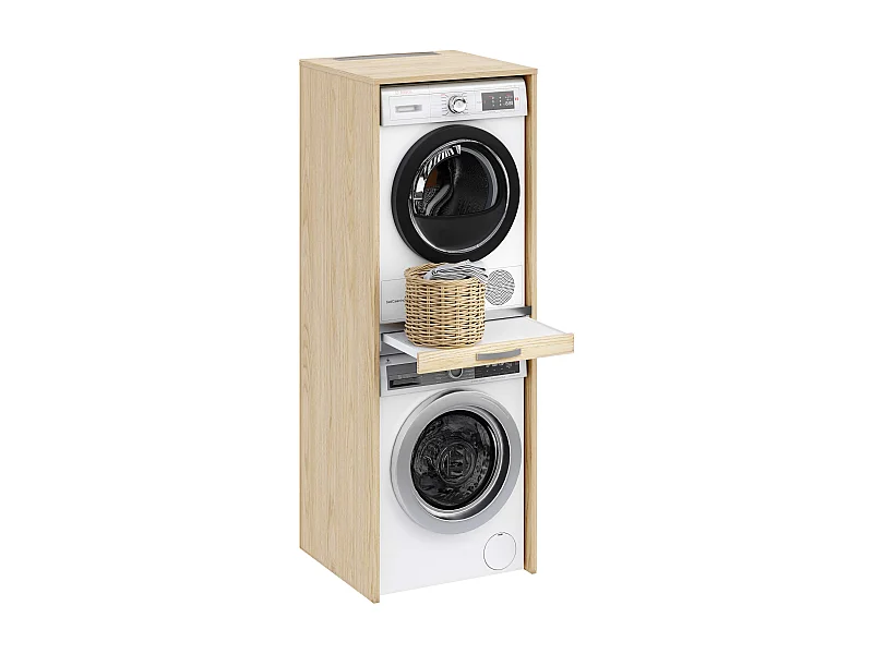 Armoire colonne pour lave-linge et sèche-linge superposés T-BATH 67,2x187,5cm chêne