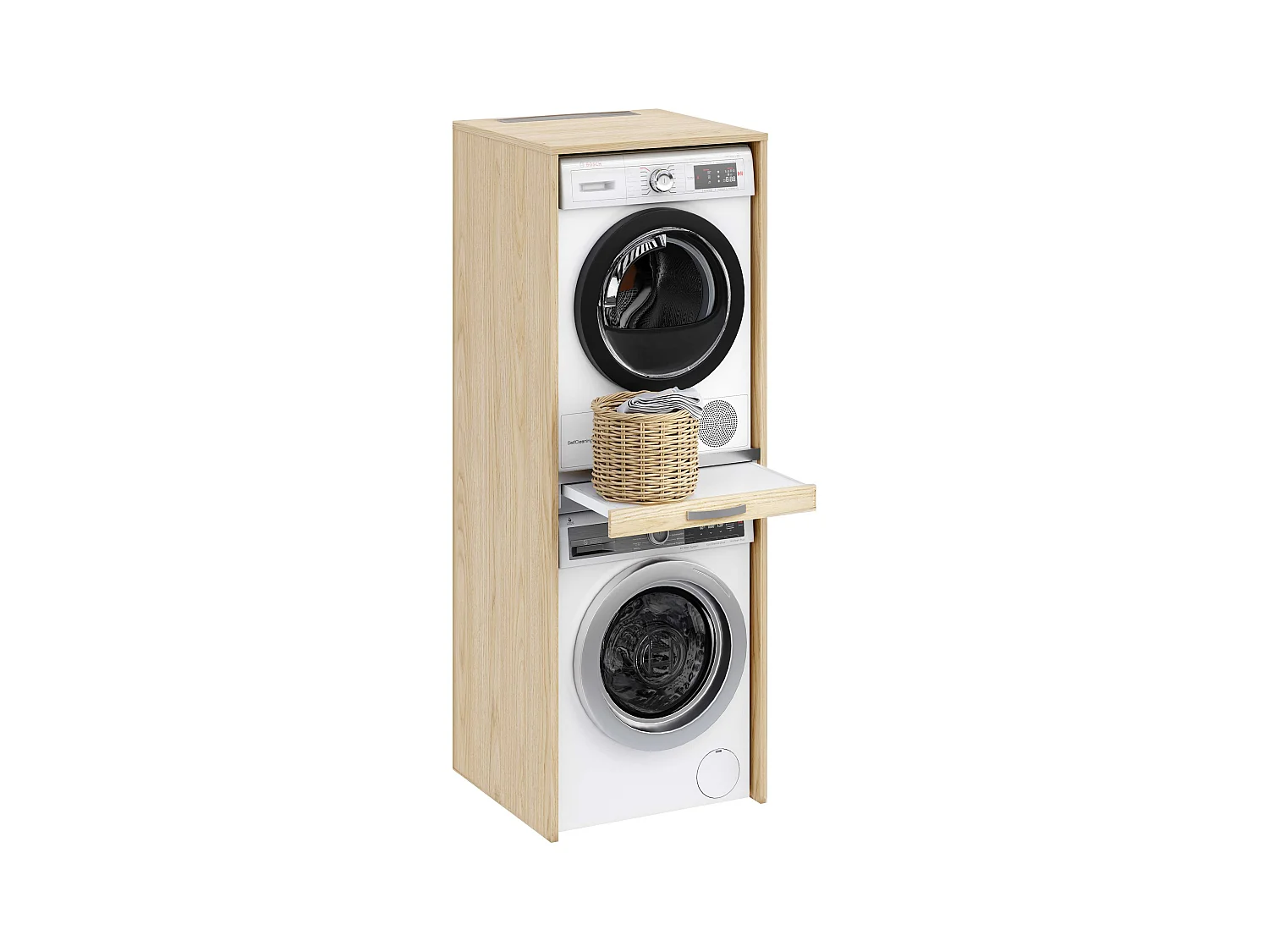 Armoire colonne pour lave-linge et sèche-linge superposés T-BATH 67,2x187,5cm chêne