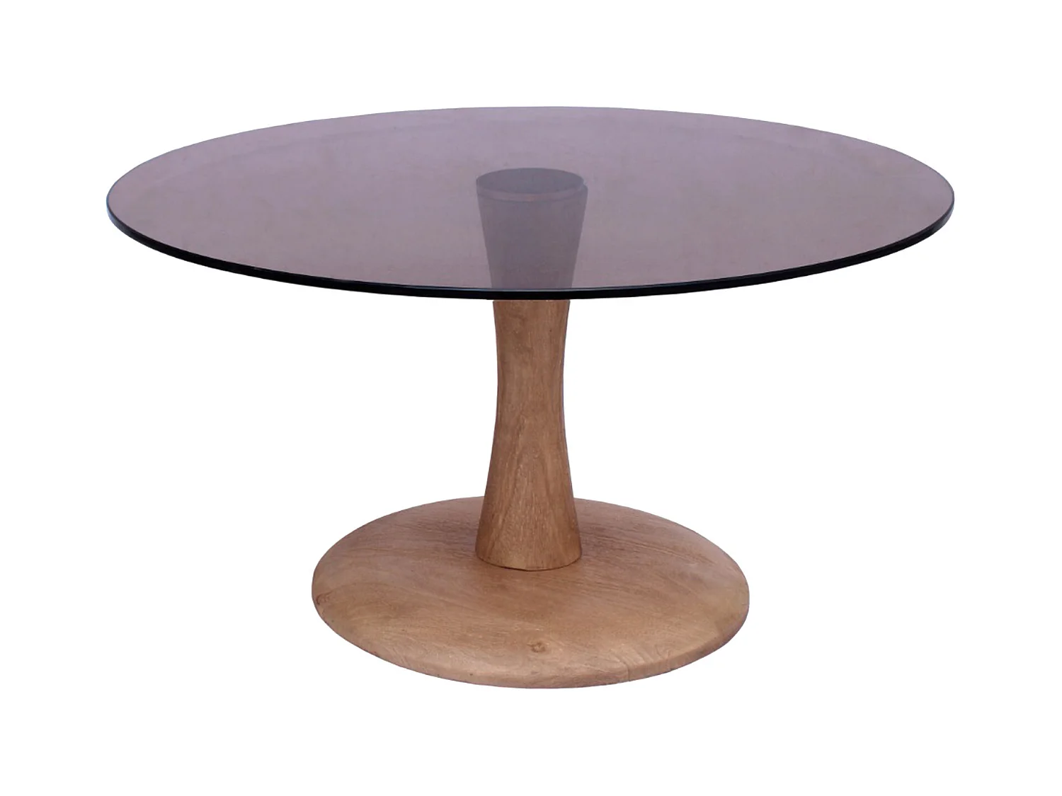 RODO-Mesa de centro D75 cm en cristal ahumado y madera