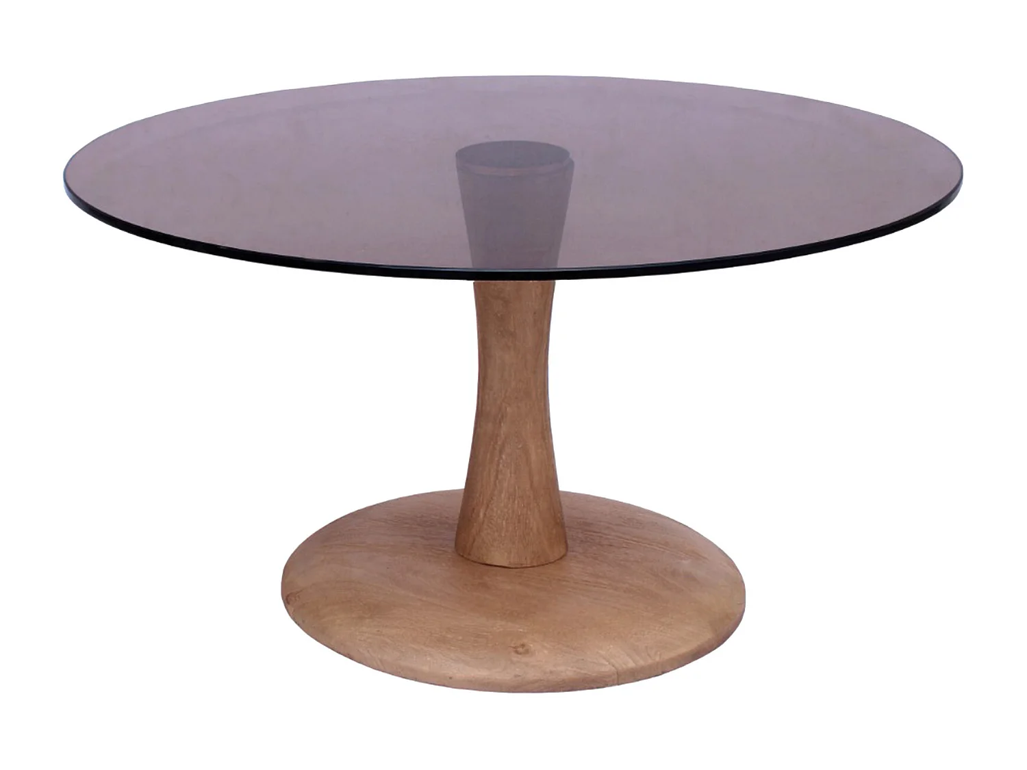 RODO-Table basse ronde D75 cm en verre fumé et bois