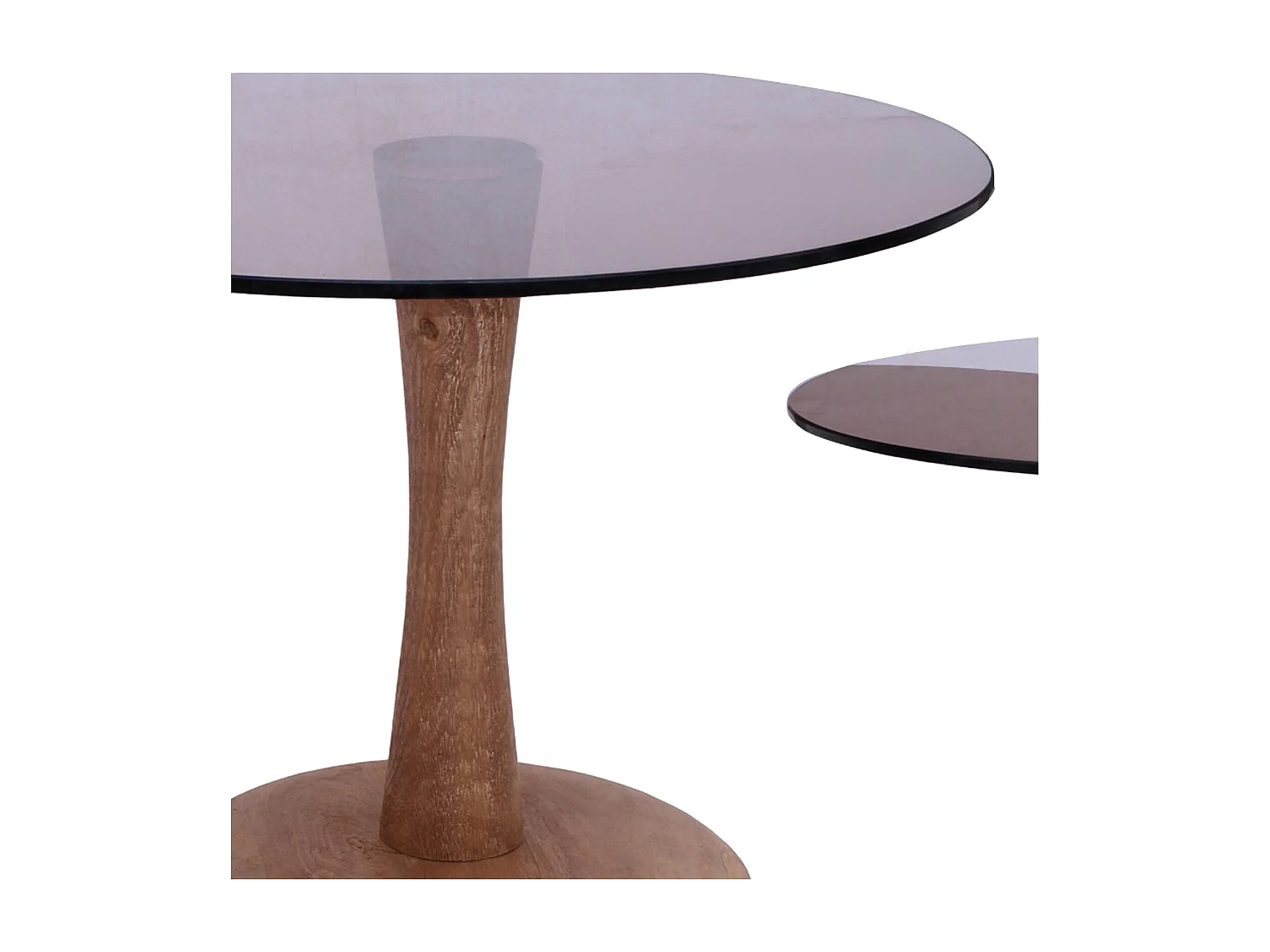 RODO-Table basse ronde D75 cm en verre fumé et bois