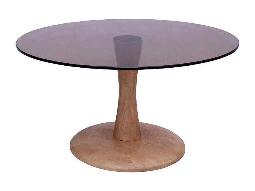 RODO-Table basse ronde D75 cm en verre fumé et bois