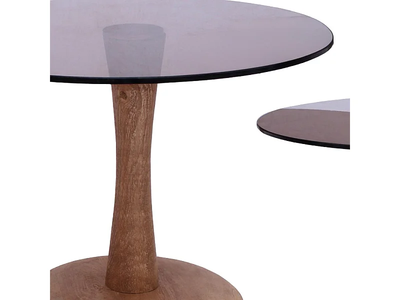 RODO-Table basse ronde D75 cm en verre fumé et bois